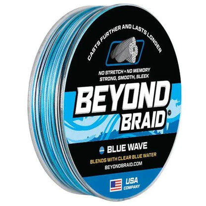 BLU WAVE 8X- ULTRA PERFORMANCE 8 STRAND fishing line spool, smooth and sleek design, Beyond Braid USA.