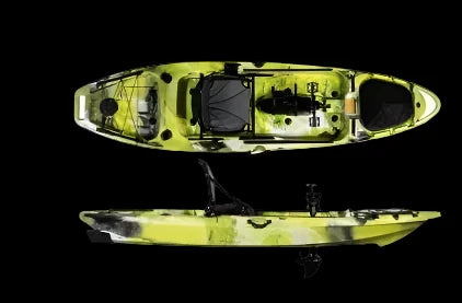 Tarpon Propel 10’ Fishing Kayak with pedal and rudder system, ideal for versatility and stability in lakes and coastal waters.